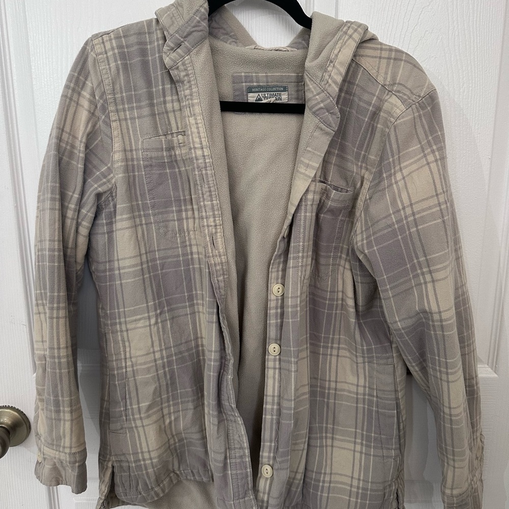 American Eagle Outfitters Gray and Cream Lightweight Shirt Jacket
